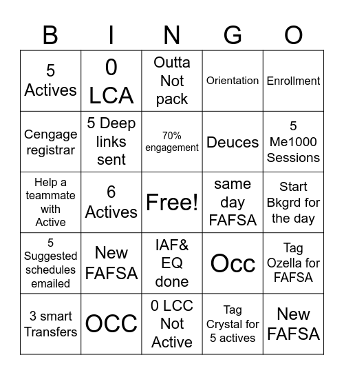 Happy Start Day Bingo Card