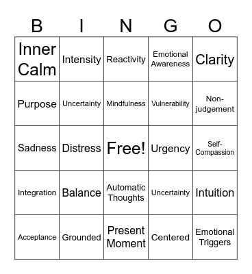 Three States of Mind Bingo Card