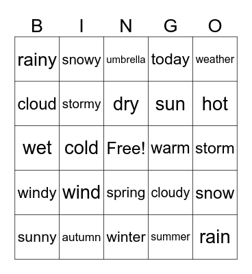 SHINE ON 2 What weather! Bingo Card