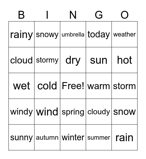 SHINE ON 2 What weather! Bingo Card