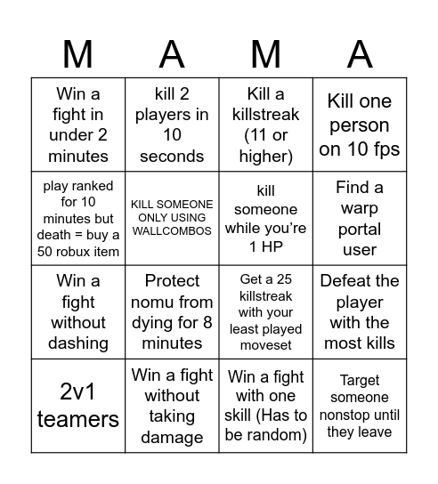 HERO'S BATTLEGROUNDS BINGO Card