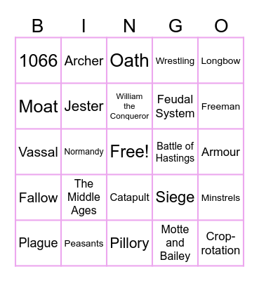 History Bingo Card