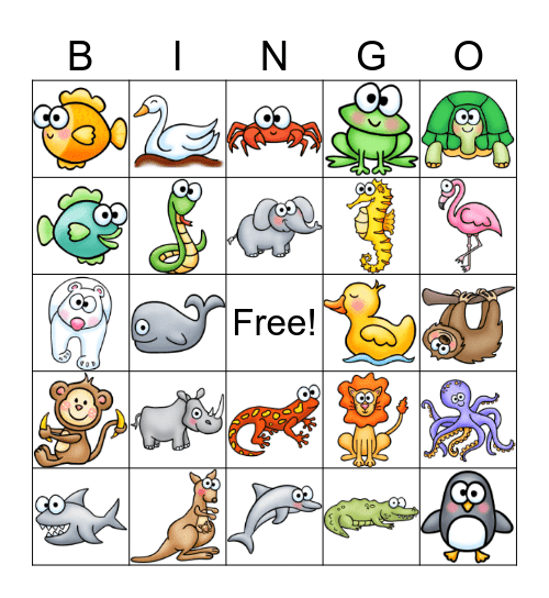 Animals Bingo Card