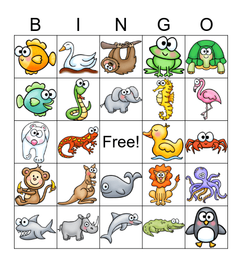 Animals Bingo Card