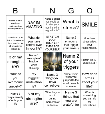 Anxiety Bingo Card