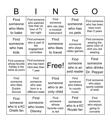 Return To Office Bingo Card