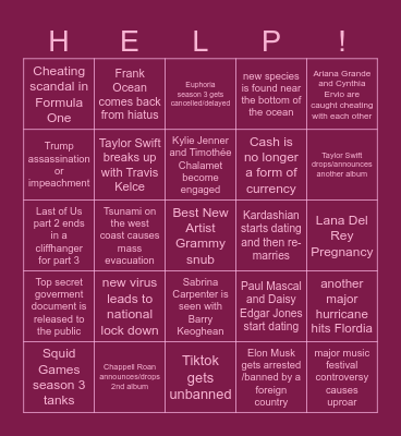 2025: The Villain Era Bingo Card