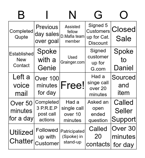 Discount Mafia   Bingo Card