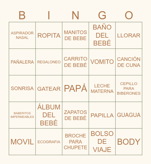 BABY BINGO Card