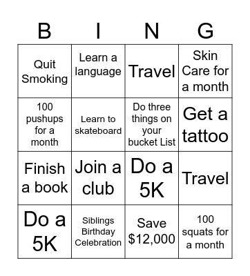 2025 Challenge Bingo Card