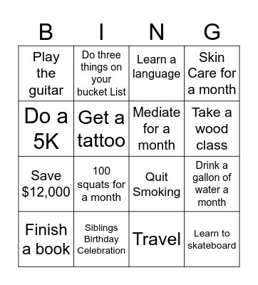 2025 Challenge Bingo Card