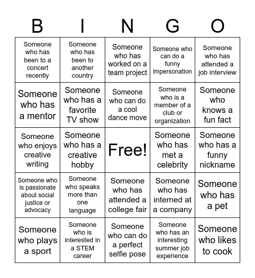 Let's Network Bingo Card