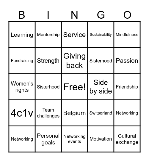 MTM BINGO Card
