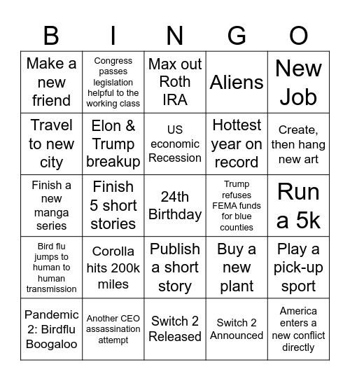 2025 BINGO Card