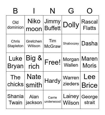 Country bingo 1 Bingo Card