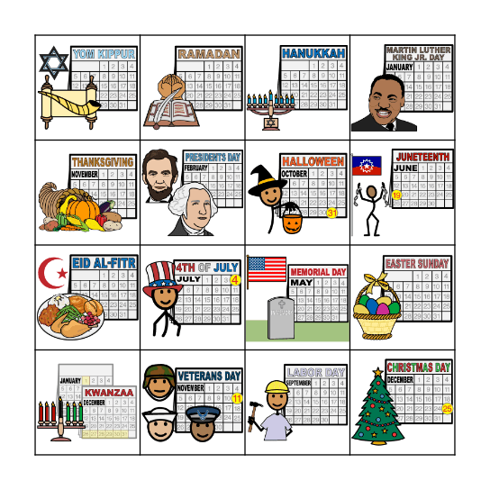 Holiday BINGO Card
