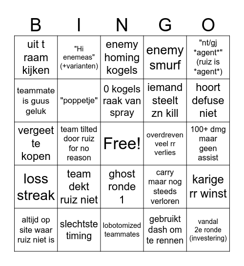 Ruiz Valorant Bingo Card