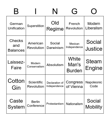 Liberalism Review (2025) Bingo Card