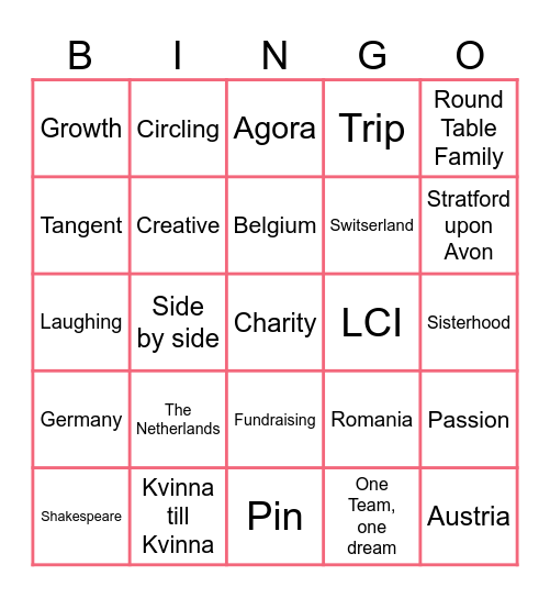 MTM BINGO Card