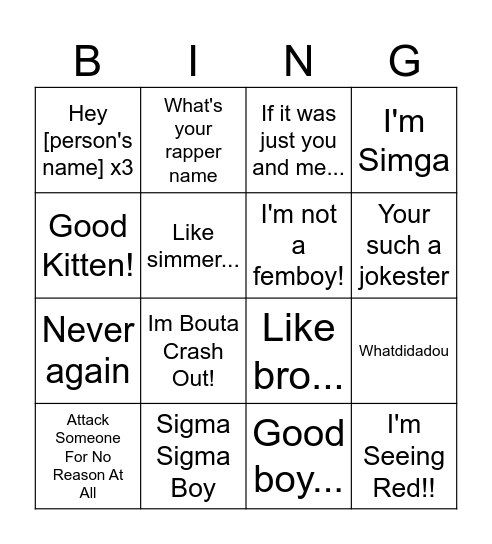 Hi! Bingo Card