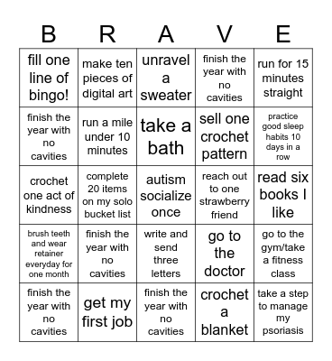 Angel’s 2025 Bingo Card