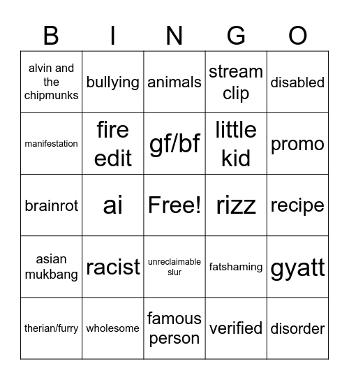 ig reels Bingo Card