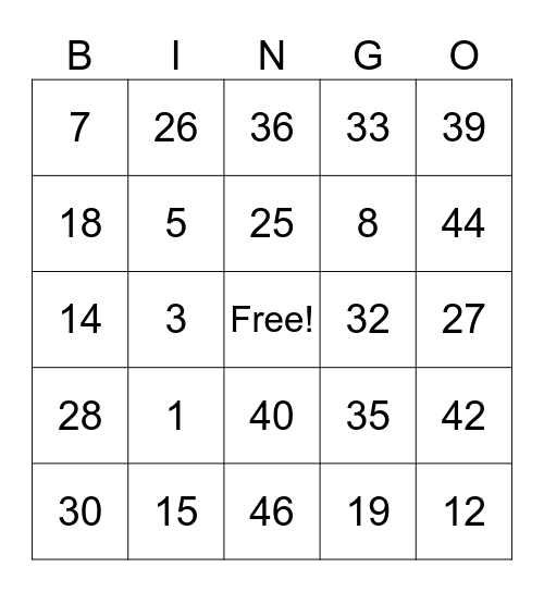 Bingo fun Bingo Card