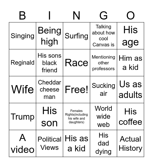 Dr. Neff Bingo Card