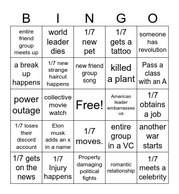 2025 BINGO CARD Bingo Card