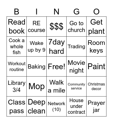 January 2025 Bingo Card