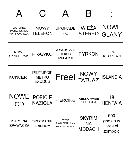Twoja Stara Sra Do Gara Bingo Card