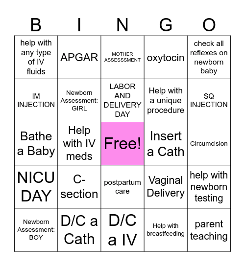 NUR226 BINGO Card