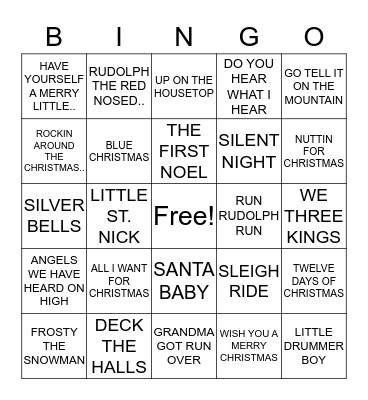CHRISTMAS MUSIC BINGO Card