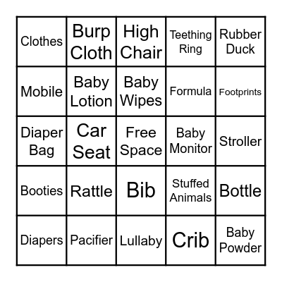 Baby Bingo Card