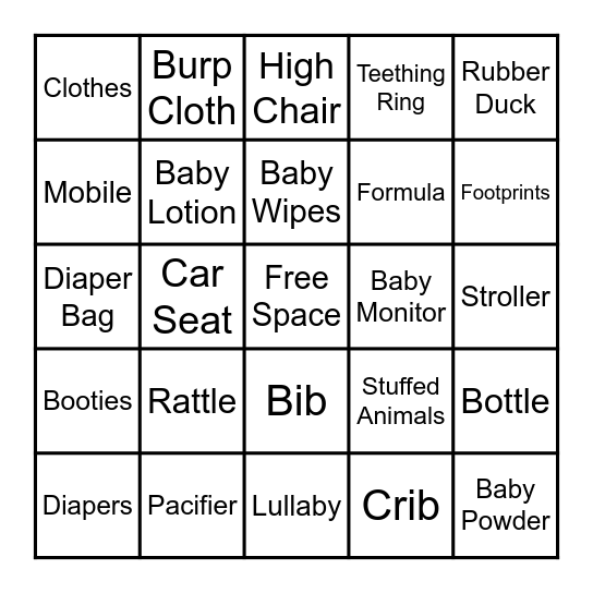 Baby Bingo Card
