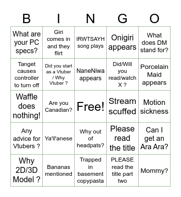 Girl_DM_ Bingo Card