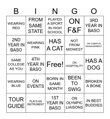 BASO Bingo Card