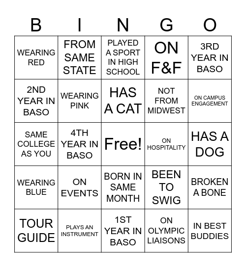 BASO Bingo Card