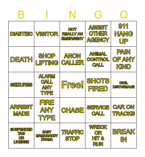 DISPATCH BINGO Card