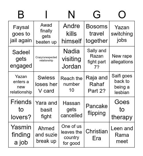 2025 Bosom Bingo Card