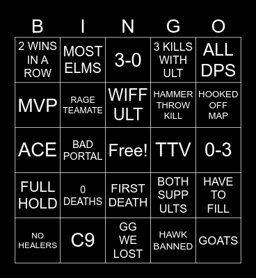 MARVEL RIVALS Bingo Card