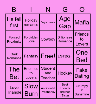 Romance 2025 Bingo Card