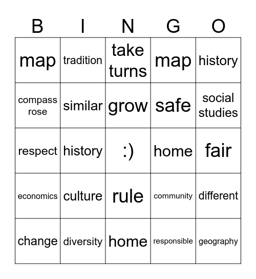 Social Studies Bingo Card