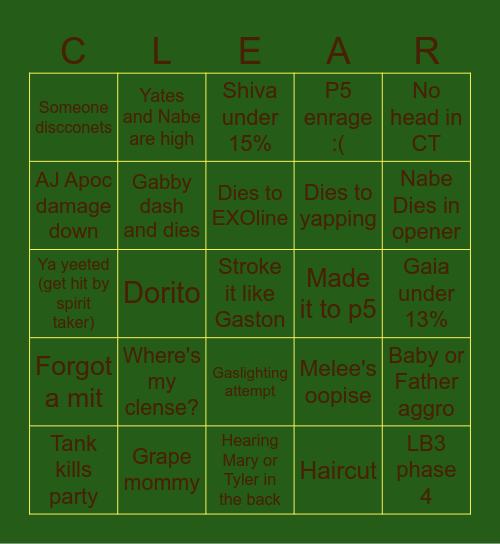 Lalafell kidnapper p5 Bingo Card