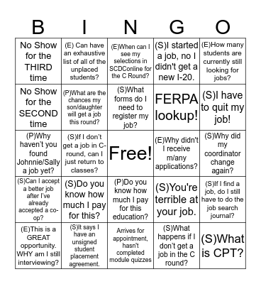 Potpourri Bingo (Formerly FERPA Bingo) Bingo Card