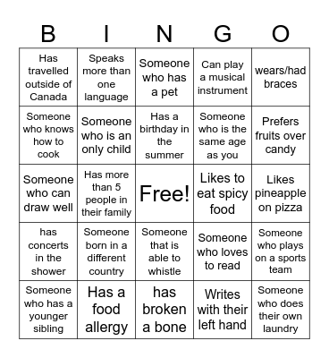 Autograph Bingo Card