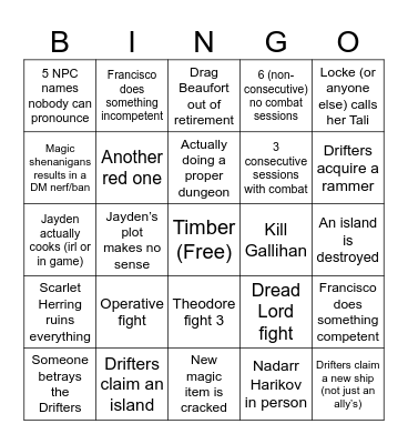 Act 5 Bingo Card