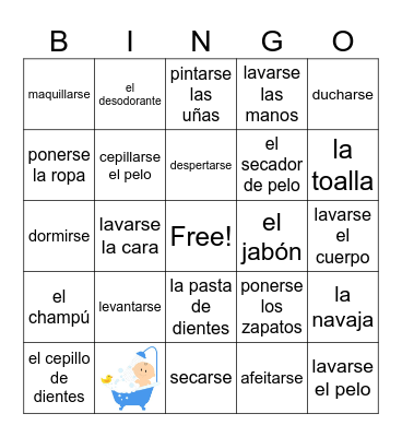 Sp3 U2 ASD4 Reflexive Verbs / Daily Routines Bingo Card