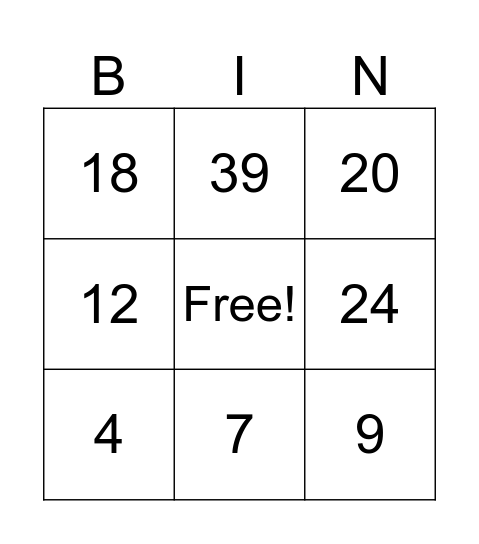 Bingo Musical Bingo Card