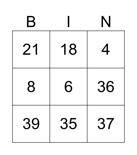 Bingo Musical Bingo Card